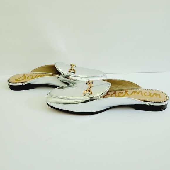 New Sam Edelman Linnie Soft Silver  Metallic Leather Mules ,Size 6M - Picture 1 of 7